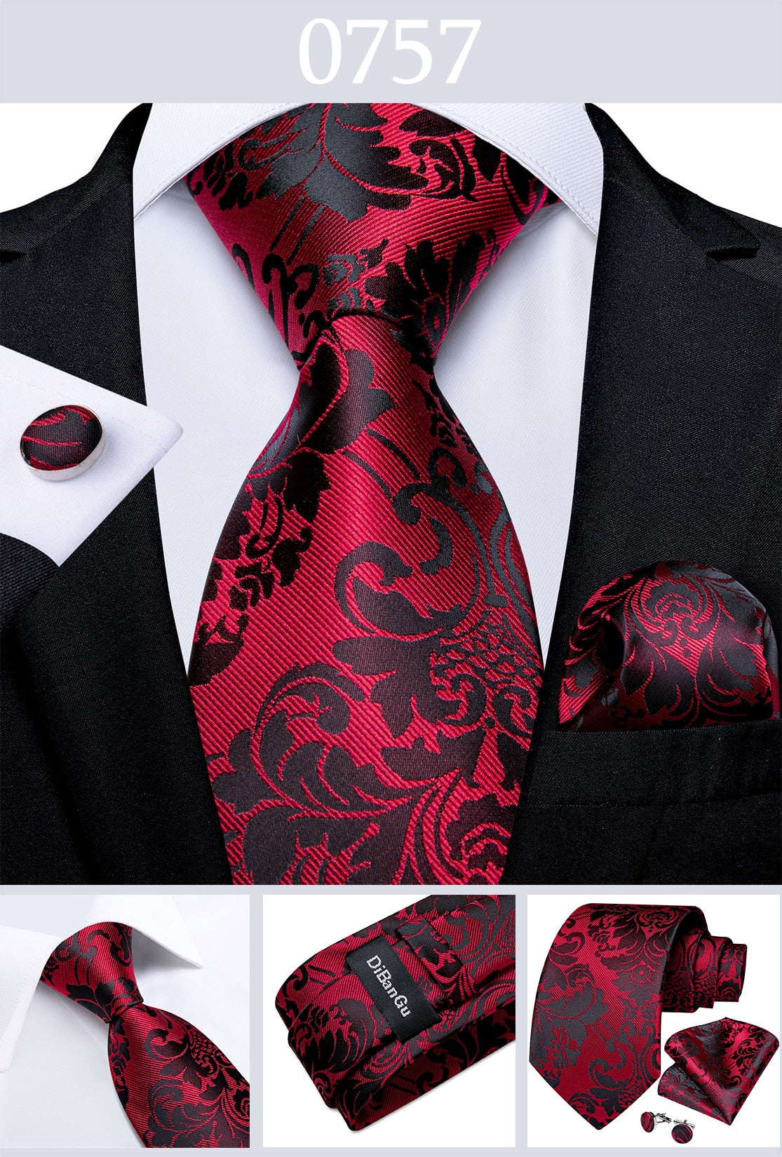 Designer Wedding Men's Tie Red Solid Striped Paisley Neckties For Men Business Hanky Cufflinks Tie Set The Clothing Company Sydney