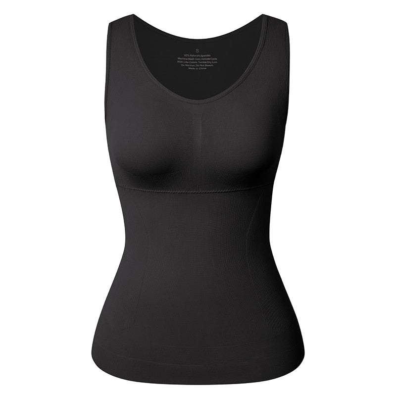Tank Top Shapewear with Built in Bra Shelf Bra Casual Wide Strap Basic Camisole Sleeveless Top Shaper with Removable Bra The Clothing Company Sydney