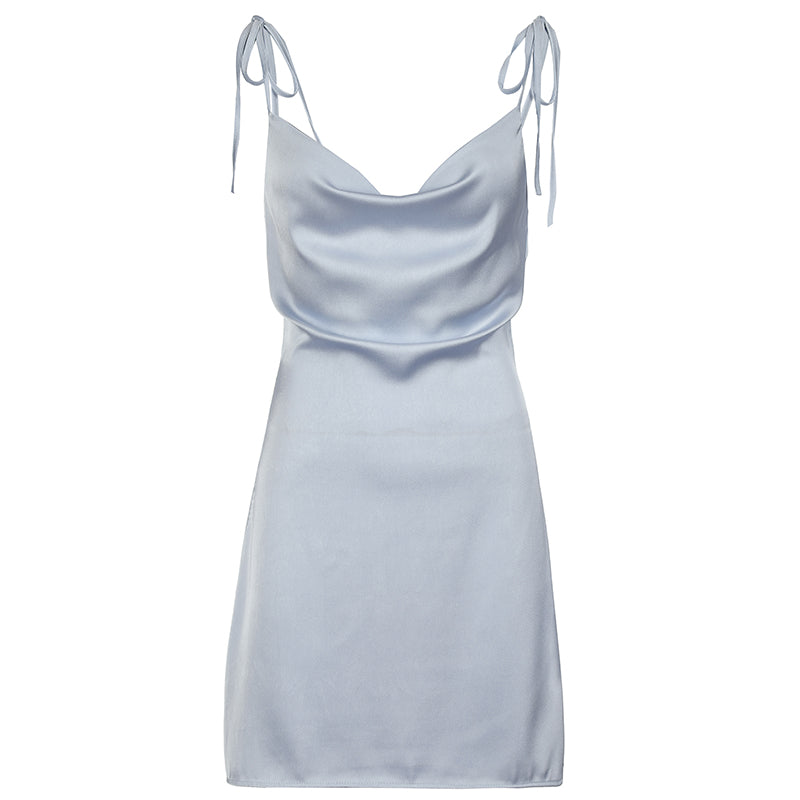 Strappy Solid Satin Backless Sleeveless Casual Dress Mini Sundress Summer Dresses The Clothing Company Sydney