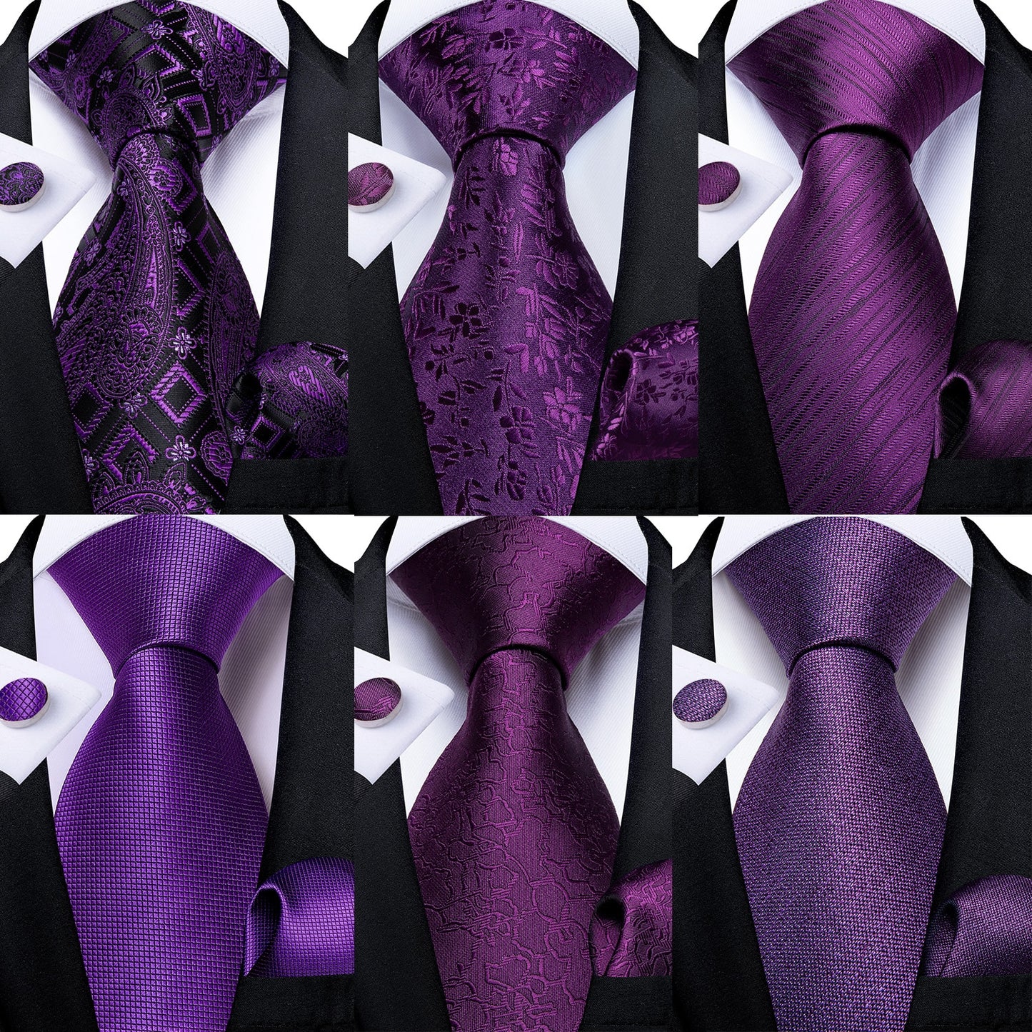Men Purple Floral Paisley Necktie Business Formal 100% Silk Tie Pocket Square Set For Wedding Party The Clothing Company Sydney