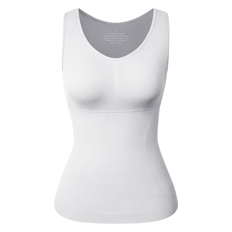 Tank Top Shapewear with Built in Bra Shelf Bra Casual Wide Strap Basic Camisole Sleeveless Top Shaper with Removable Bra The Clothing Company Sydney