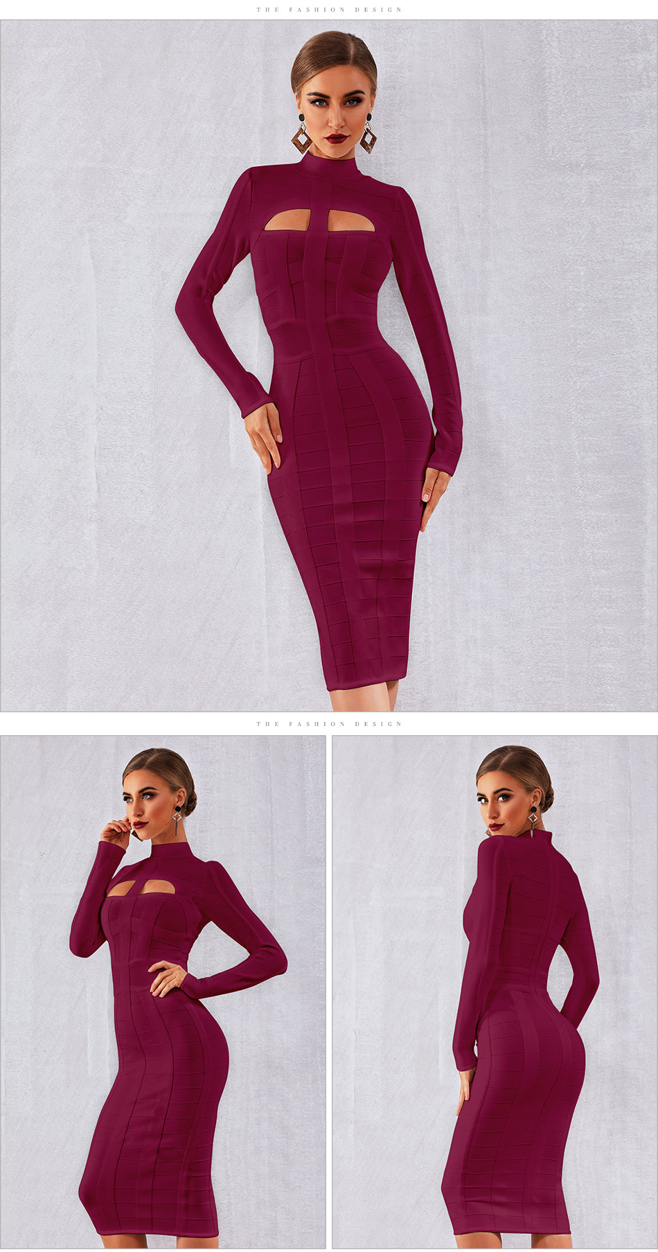 Autumn Bodycon Bandage Dress Long Sleeve Hollow Out Club Celebrity Evening Formal Party Dress The Clothing Company Sydney