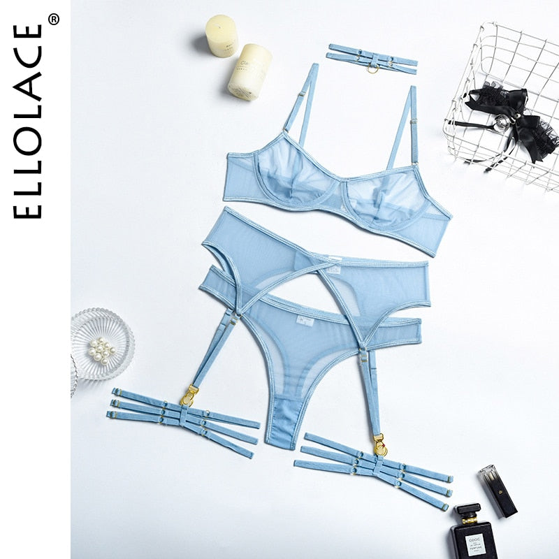 4 Piece Lingerie Underwear Bra Garters Brief Sets Transparent Lace Seamless Panties Set The Clothing Company Sydney