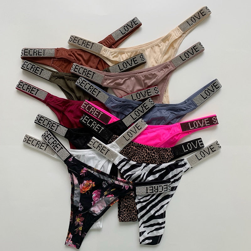 Ice Silk Seamless Panties G String Sexy Rhinestone Leopard Underwear Low Waist Fitness Lingerie T Thongs The Clothing Company Sydney