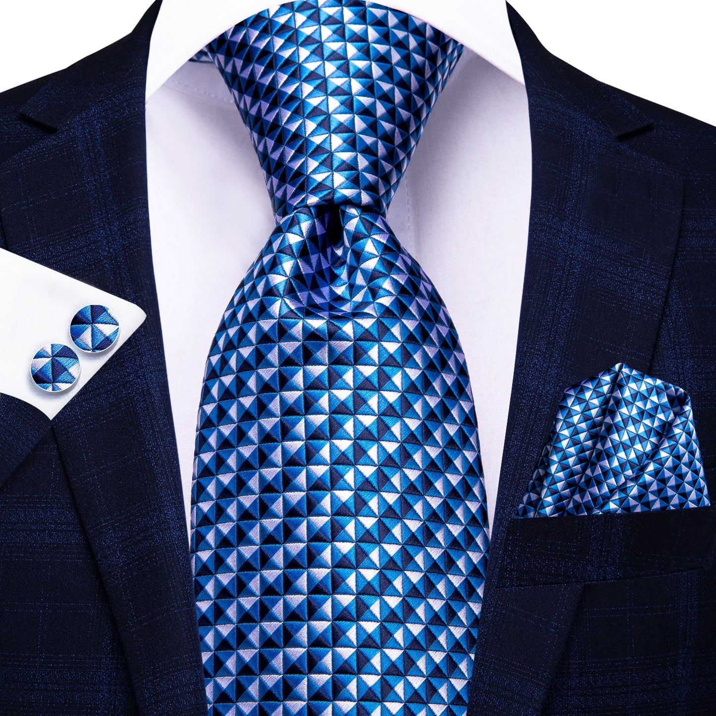 3 Piece 8.5cm Business Solid Paisley 100% Silk Men's Tie Neck Strip Ties for Men Formal Luxury Wedding Neckties Cufflinks Pocket Square The Clothing Company Sydney