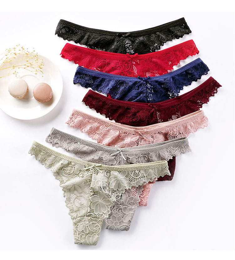Lace Embroidery Underwear Lingerie T-back Thong Sheer Panties Hollow out Transparent Knickers The Clothing Company Sydney