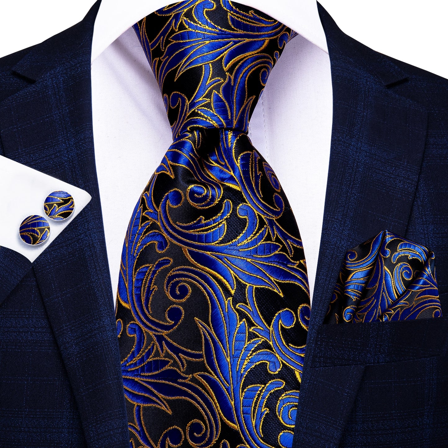 3 Piece 8.5cm Business Solid Paisley 100% Silk Men's Tie Neck Strip Ties for Men Formal Luxury Wedding Neckties Cufflinks Pocket Square The Clothing Company Sydney