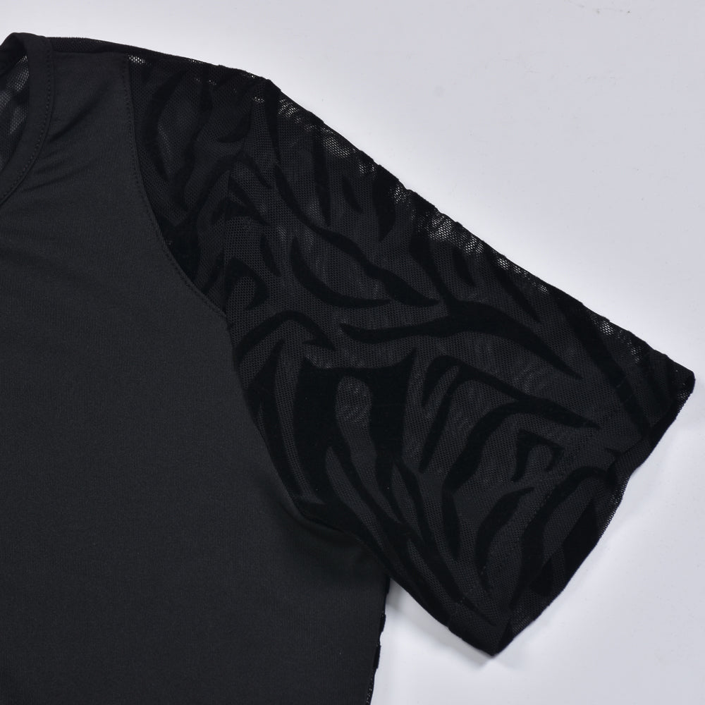 Zebra Print Cut Out Mesh Transparent Mini Beach Holiday Night Club Goth Party Bodycon Pencil Shorts Dresses The Clothing Company Sydney