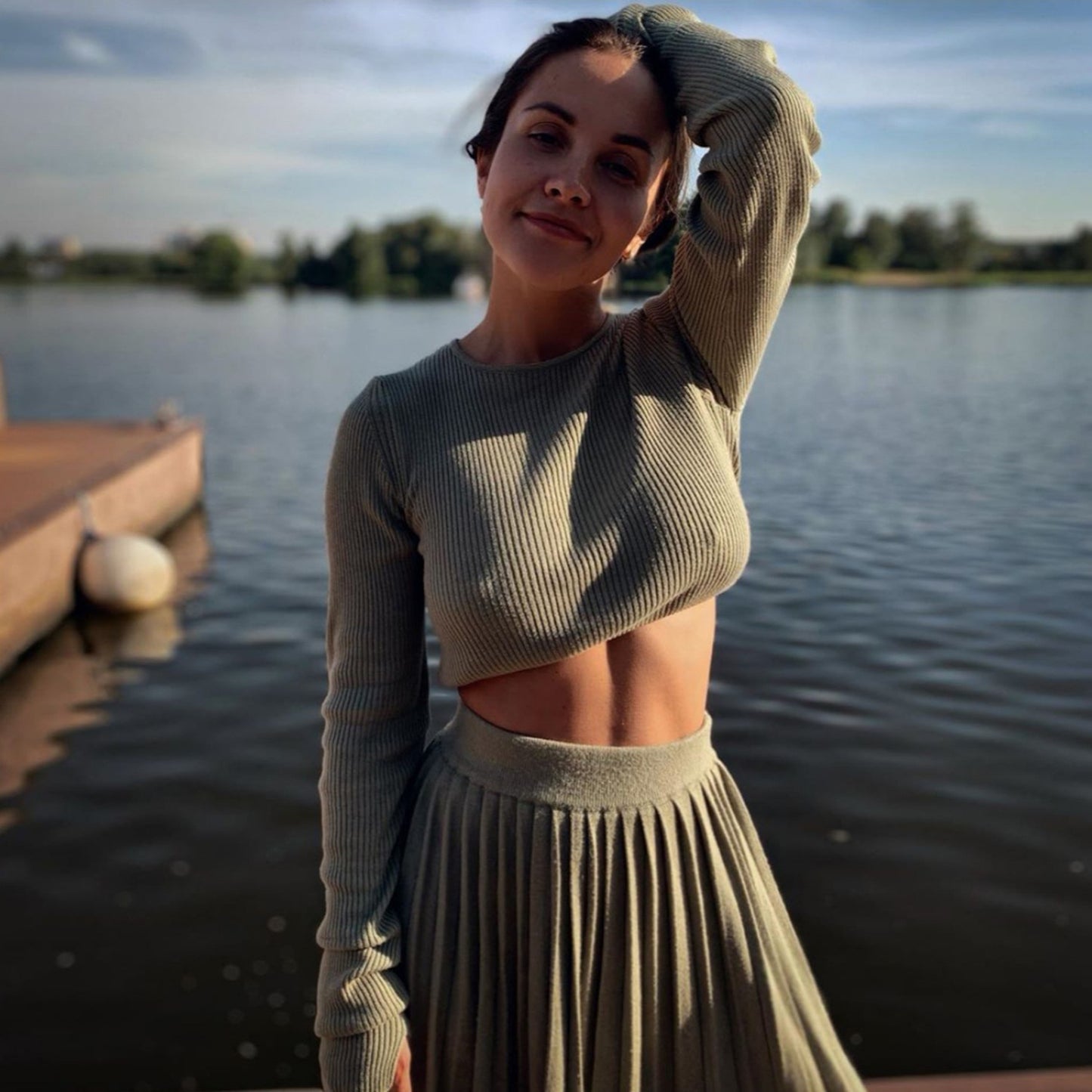 2 Piece Sweater Cropped Top Midi Skirt Matching Set Outfits Button Up Split Skirt Set The Clothing Company Sydney