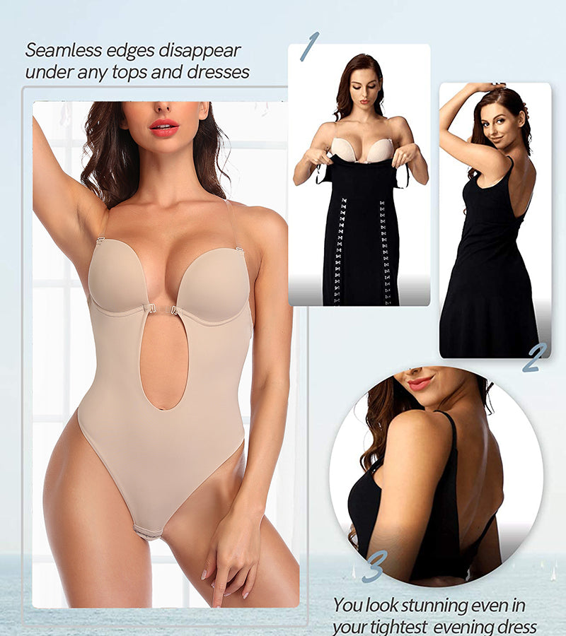 Women's Backless Shapewear Bodysuti Shaper Lace Smooth Plunge Body Briefer V-Neck Strapless Backless Bodysuit for Weddings The Clothing Company Sydney