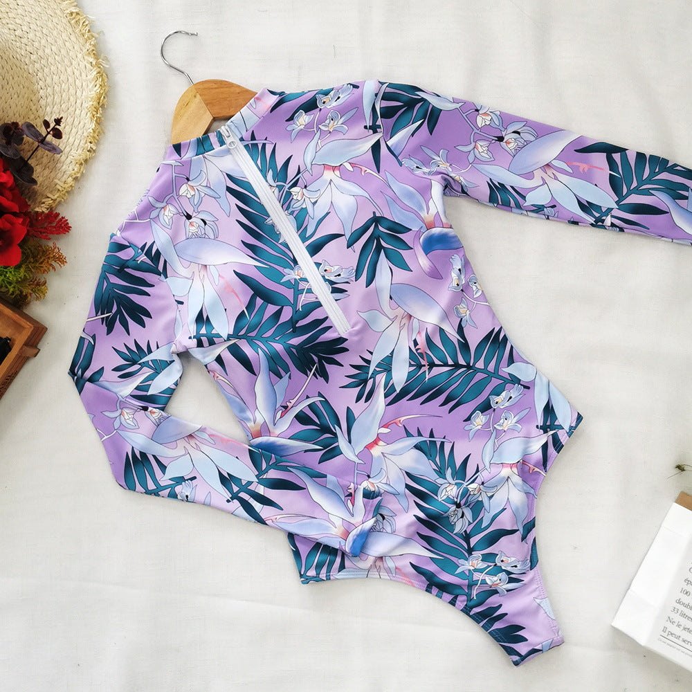 One Piece Swimsuit Rashguard Long Sleeve Surf Swimwear Print Bathing Beach Wear Swimming Suit Monokini Clothing Company Sydney