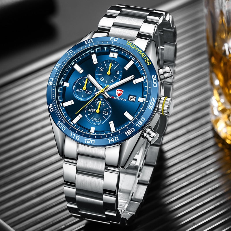 CHEETAH Men's Top Luxury Brand Stainless Steel Business Quartz Watches Chronograph Casual Sport Wrist Watches for Men The Clothing Company Sydney