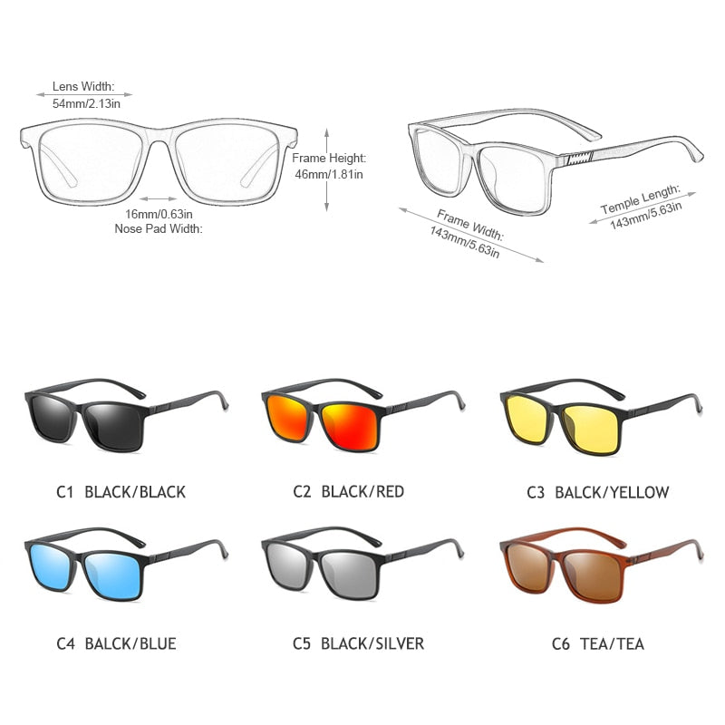 Light Weight TR90 Men Sun Glasses Classic Square Polarized Sunglasses For Male High Quality Driving Eyewear UV400 The Clothing Company Sydney