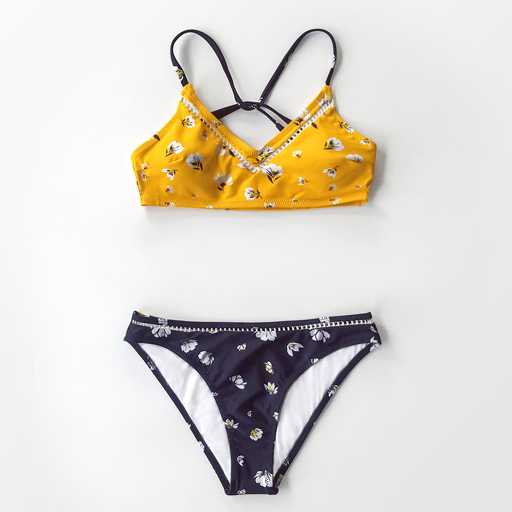 Cut out Low-waist Bikini Sets Swimwear Swimsuits Bathing Suit Navy Floral Tank Bikinis Beachwear The Clothing Company Sydney