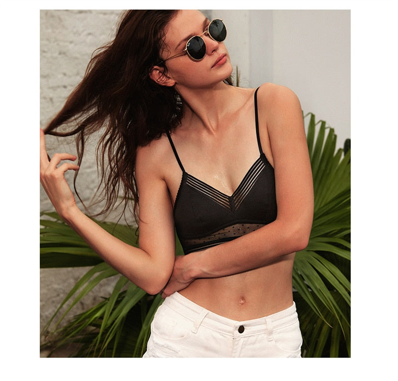 Backless Bra Triangular Women's U-Shape Beauty Back Lingerie Dot Mesh Thin Soft Seamless Bralette Underwear The Clothing Company Sydney