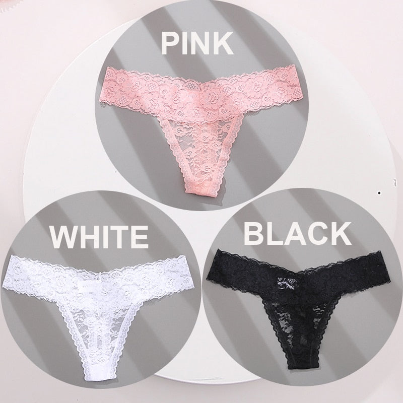 3 pack G-string Thong Panties Lace Floral Underwear Transparent Underpants Lingerie Briefs The Clothing Company Sydney