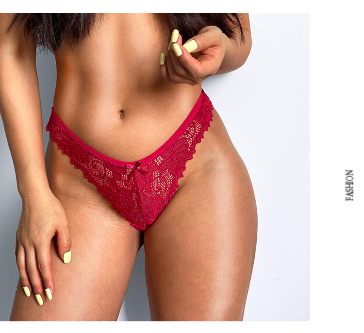 Lace Embroidery Underwear Lingerie T-back Thong Sheer Panties Hollow out Transparent Knickers The Clothing Company Sydney