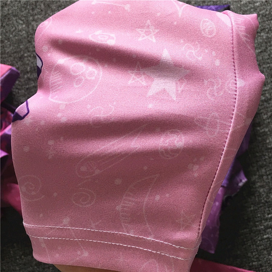 Cartoon Print Pink Two 2 Piece Long Sleeve Crop Top T Shirt Sport Pant Sportsuit Workout Active Outfit Fitness Gym Sport Sets The Clothing Company Sydney