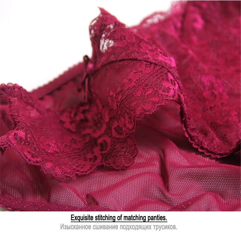 2 Piece underwear Set Lace Push-up Bra And Panty Sets Bow Comfortable Brassiere Bra Adjustable Deep V Lingerie The Clothing Company Sydney