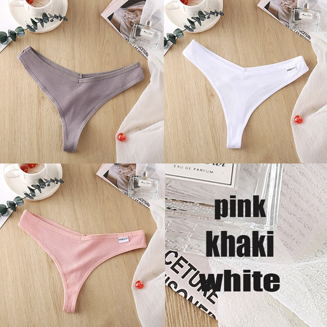 3 Pack 8 Colors Thong G-String Cotton Mix Thongs Panties V Waist Underpants Pantys Lingerie The Clothing Company Sydney