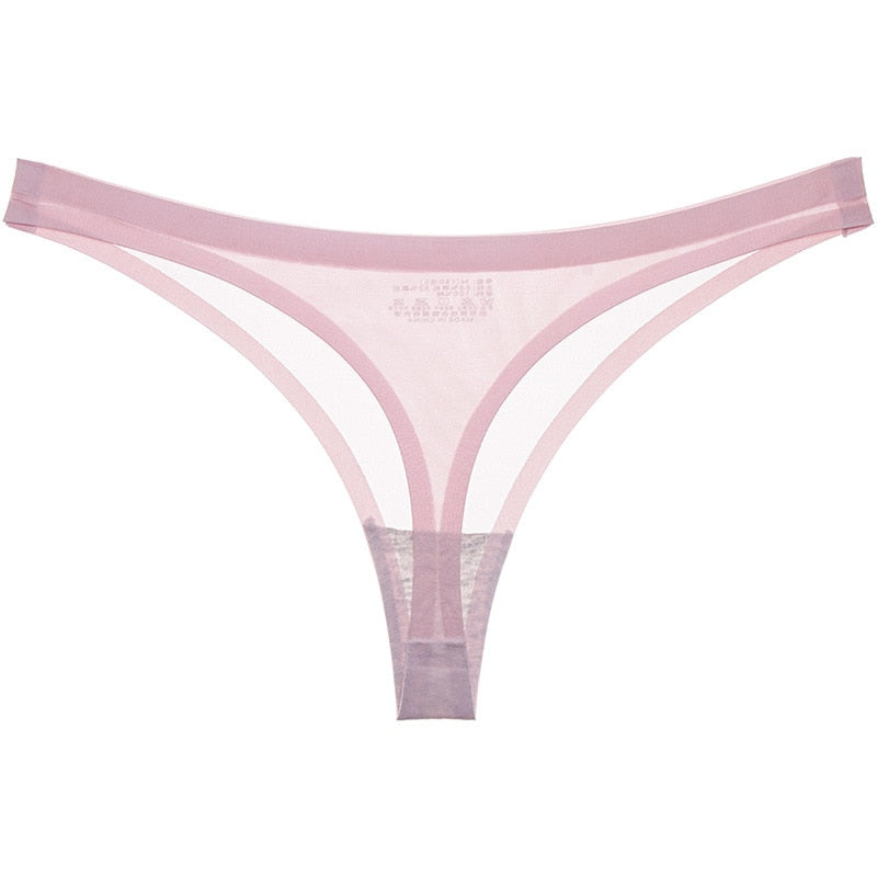 15 Colors Low-Rise Panties Ice Silk Thong  Seamless G String Fashion simple Underwear Women Back Lace Thongs Lingerie The Clothing Company Sydney