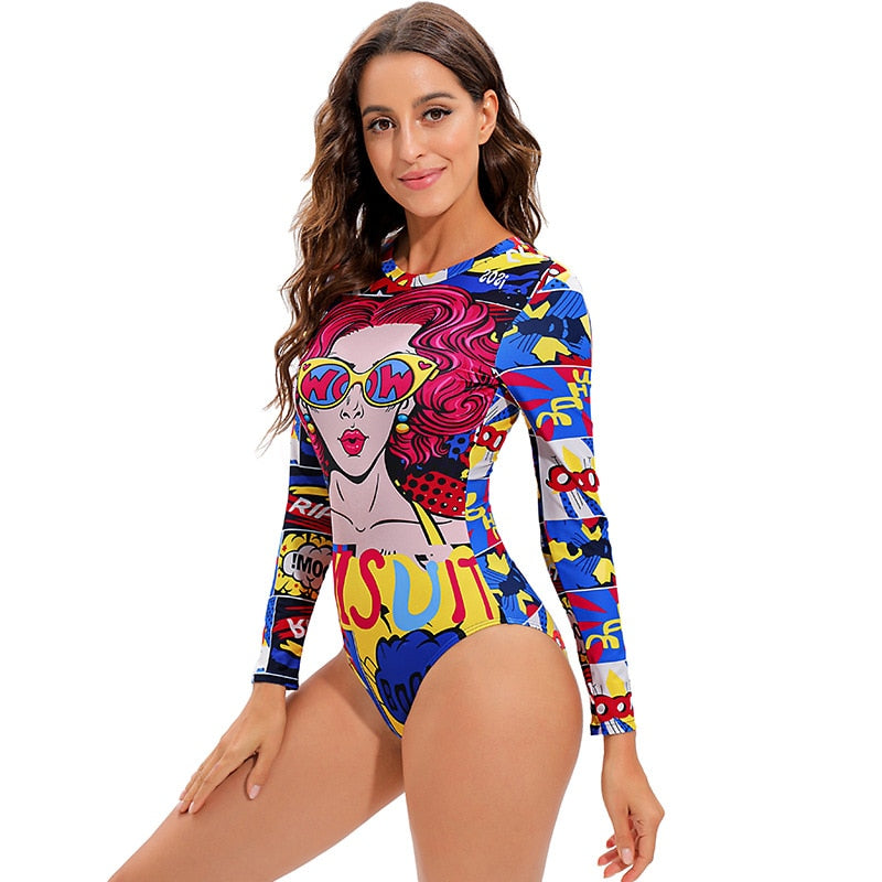 Long sleeve swimwear one piece swimsuit backless jumpsuit swim suit Bathing Suit beach wear Bodysuit Monokini The Clothing Company Sydney