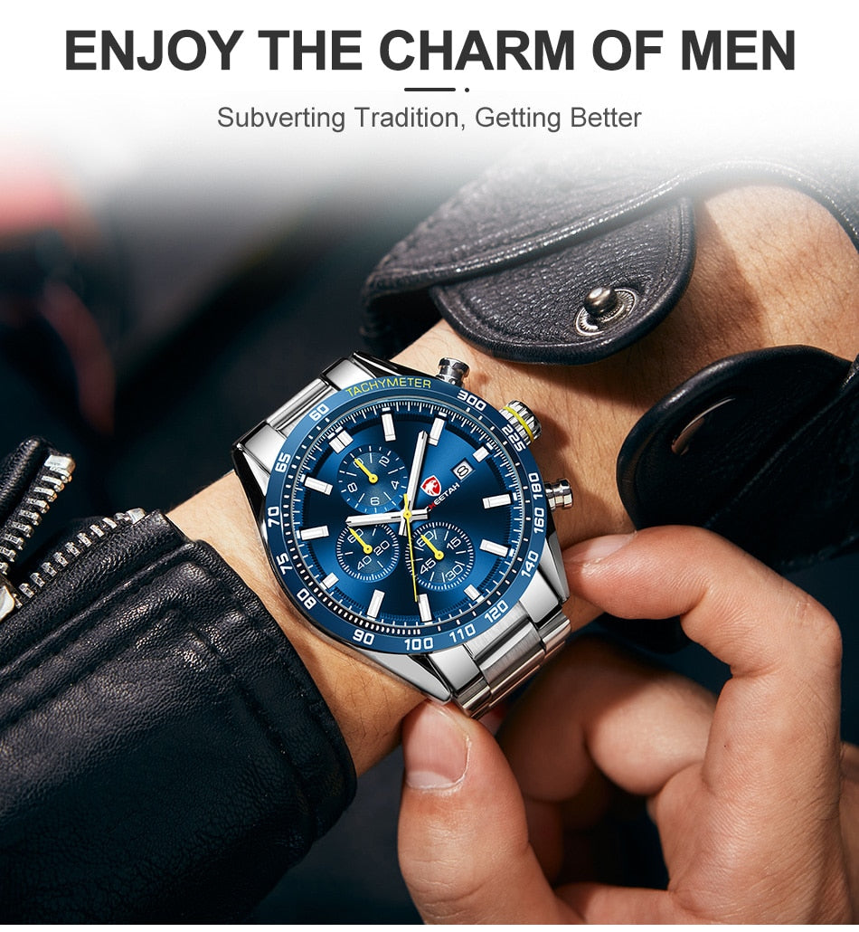 CHEETAH Men's Top Luxury Brand Stainless Steel Business Quartz Watches Chronograph Casual Sport Wrist Watches for Men The Clothing Company Sydney