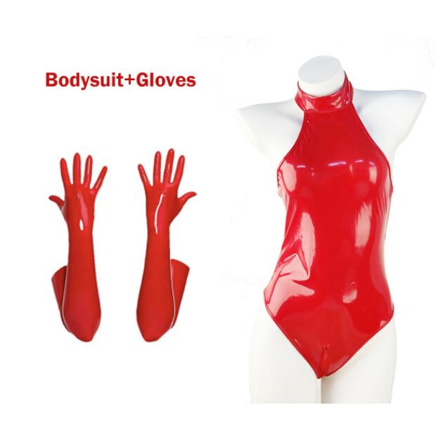 PU Leather Lingerie Glossy Leather Bodysuits with Socks Gloves Women Wet Look Latex Catsuit Exotic Zip Open Crotch Costumes The Clothing Company Sydney