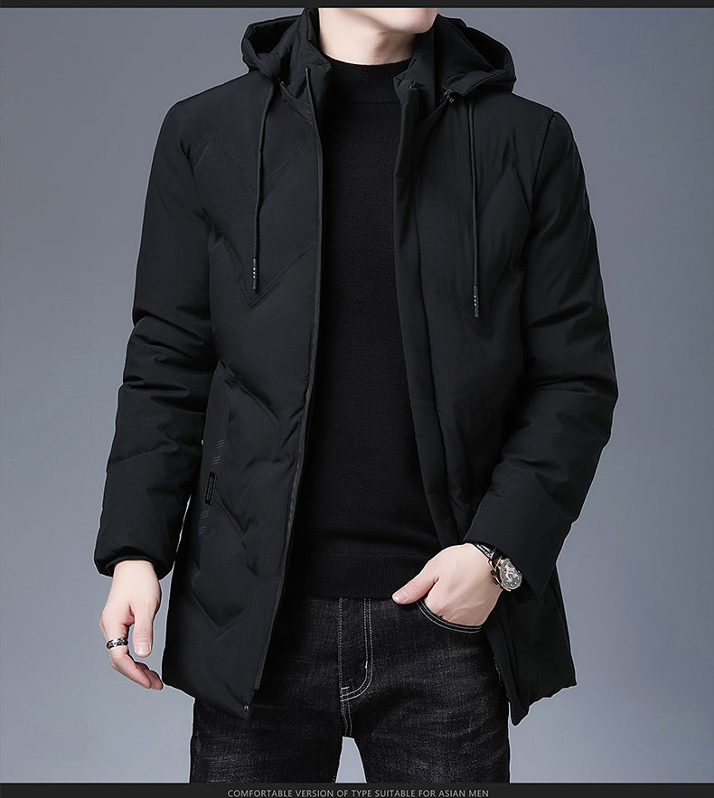 Brand Hooded Casual Fashion Long Thicken Outwear Parkas Jacket Men Winter Windbreaker Coats Men Clothing The Clothing Company Sydney
