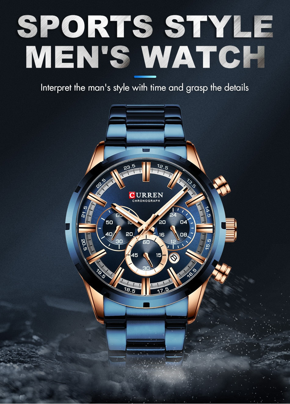 Men's Watch Luxury Sports Quartz Mens Watches Full Steel Waterproof Chronograph Wristwatch The Clothing Company Sydney