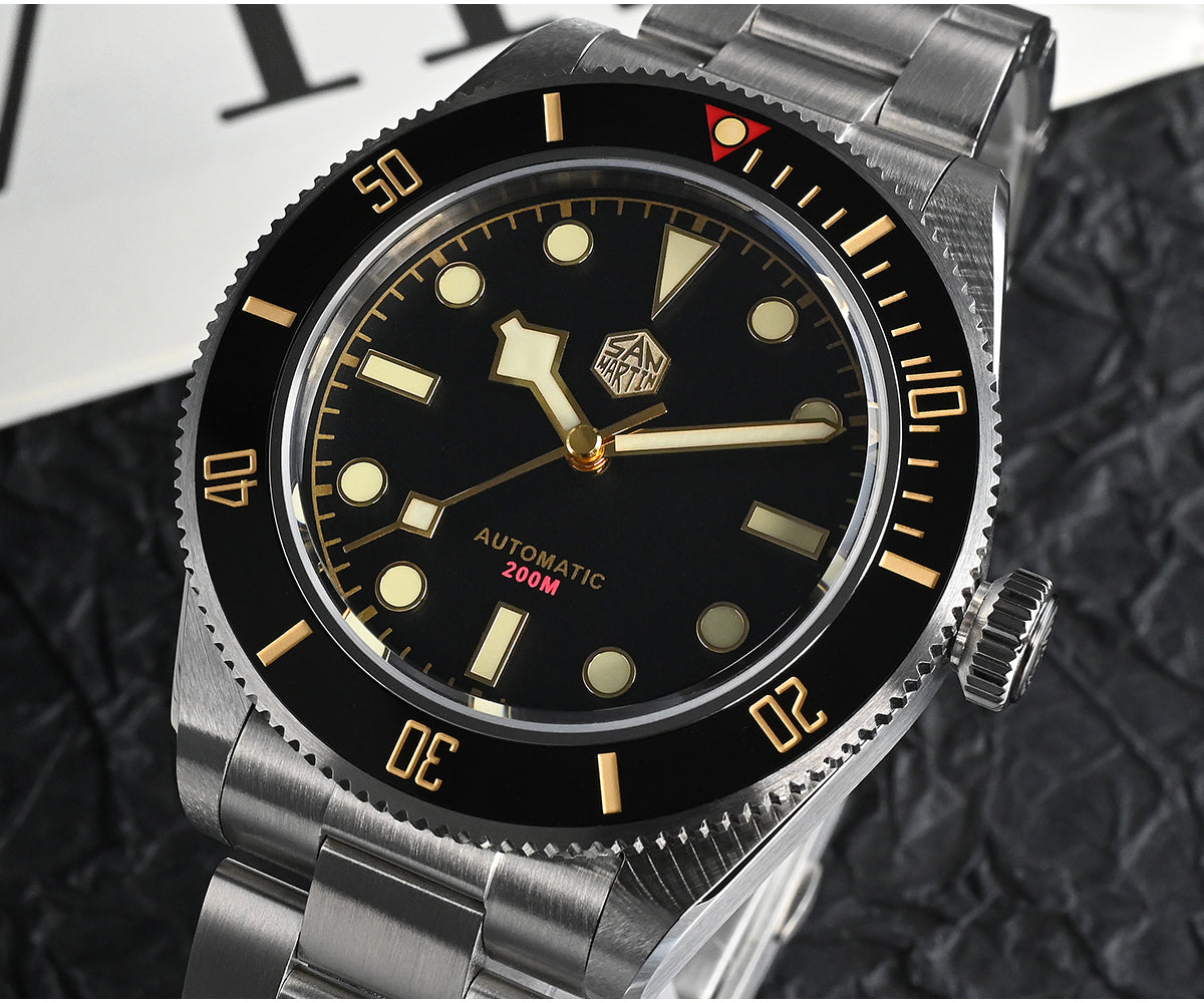 San Martin Luxury Men's Ladies Unisex 40mm Diver BB58 Vintage Automatic Business Wristwatche End Links Sapphire 20 Bar Watch The Clothing Company Sydney