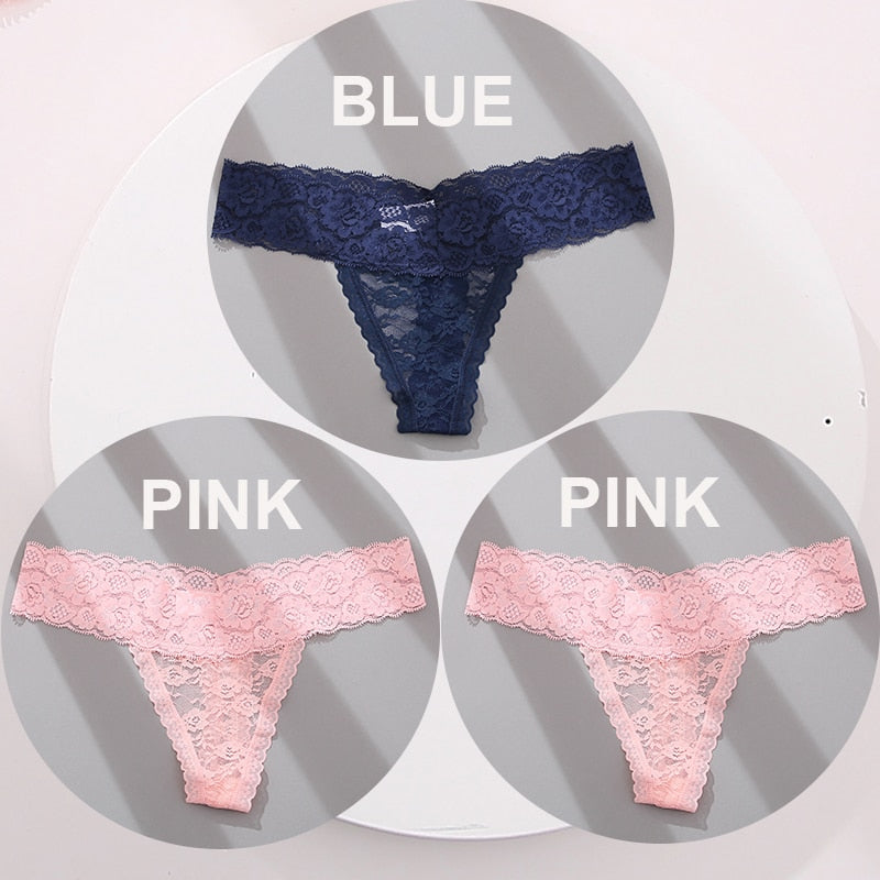 3 pack G-string Thong Panties Lace Floral Underwear Transparent Underpants Lingerie Briefs The Clothing Company Sydney
