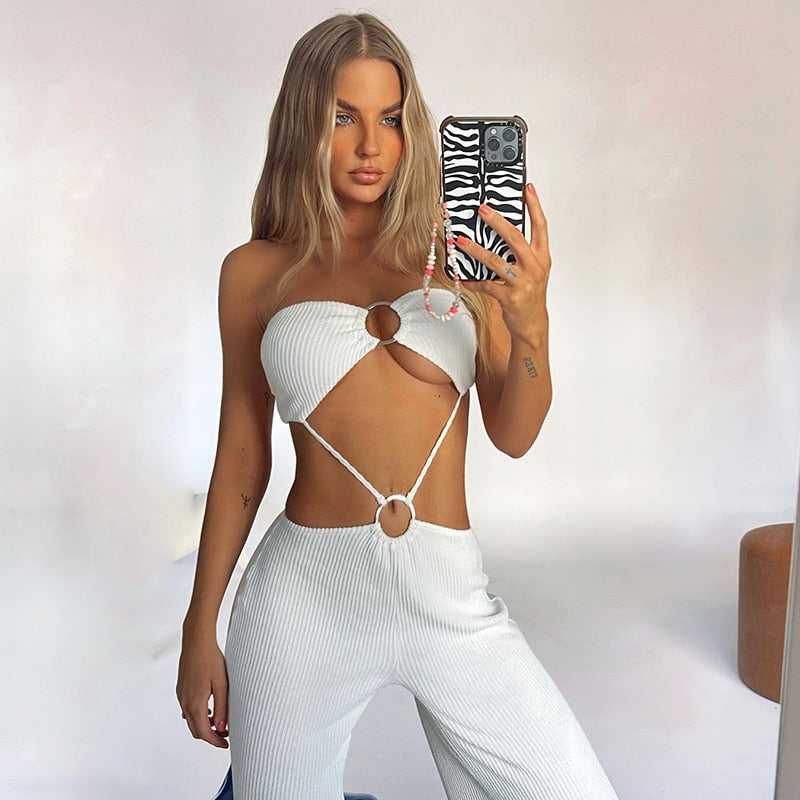 Bandage Cut Out Sexy Backless Elegant Strapless Jumpsuits Women Club Party Rompers Sleeveless One Piece Overalls The Clothing Company Sydney