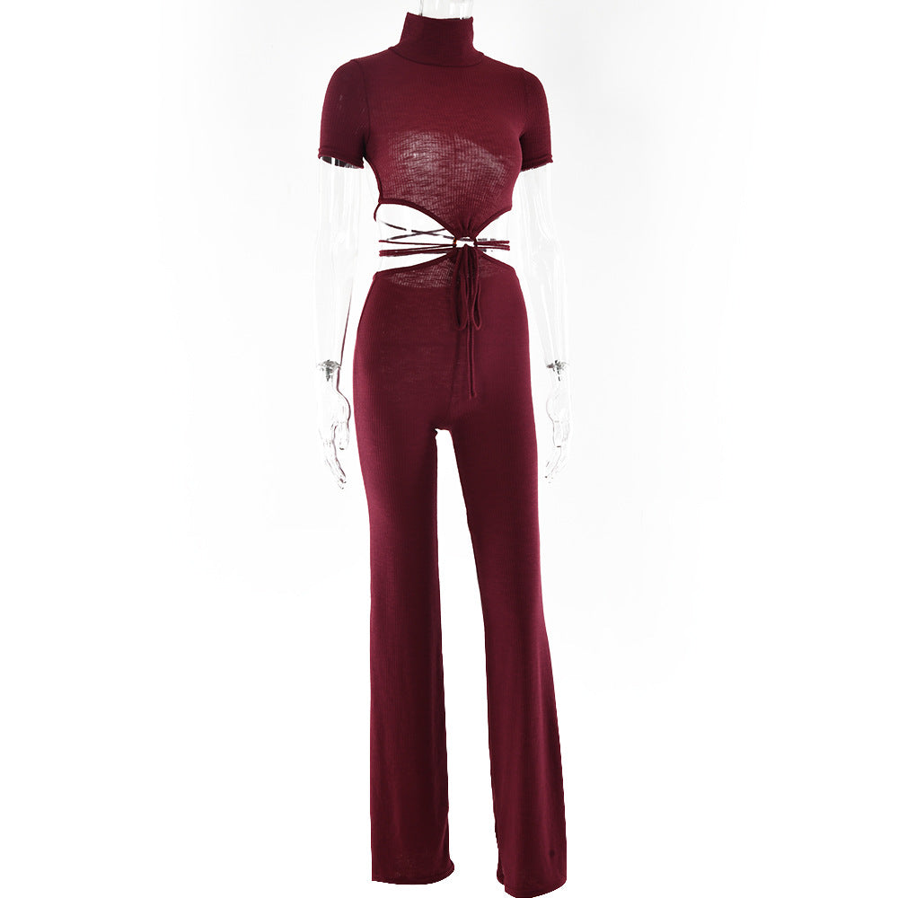 Cotton Backless Cutout Bandage Jumpsuits Flare Pants Rompers Club Party One Piece Outfits Overalls The Clothing Company Sydney