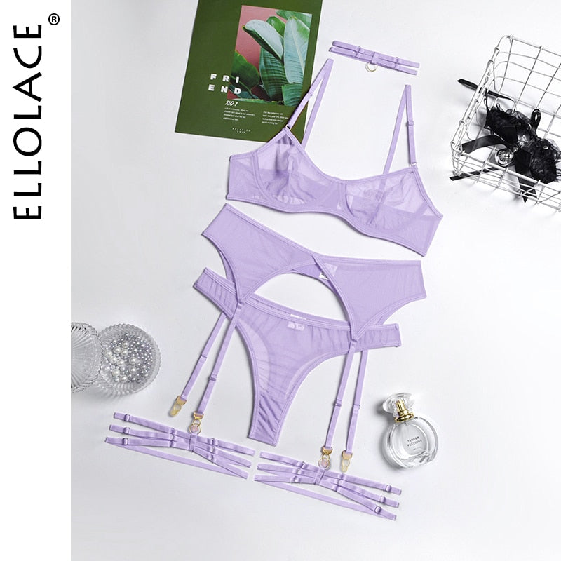 4 Piece Lingerie Underwear Bra Garters Brief Sets Transparent Lace Seamless Panties Set The Clothing Company Sydney