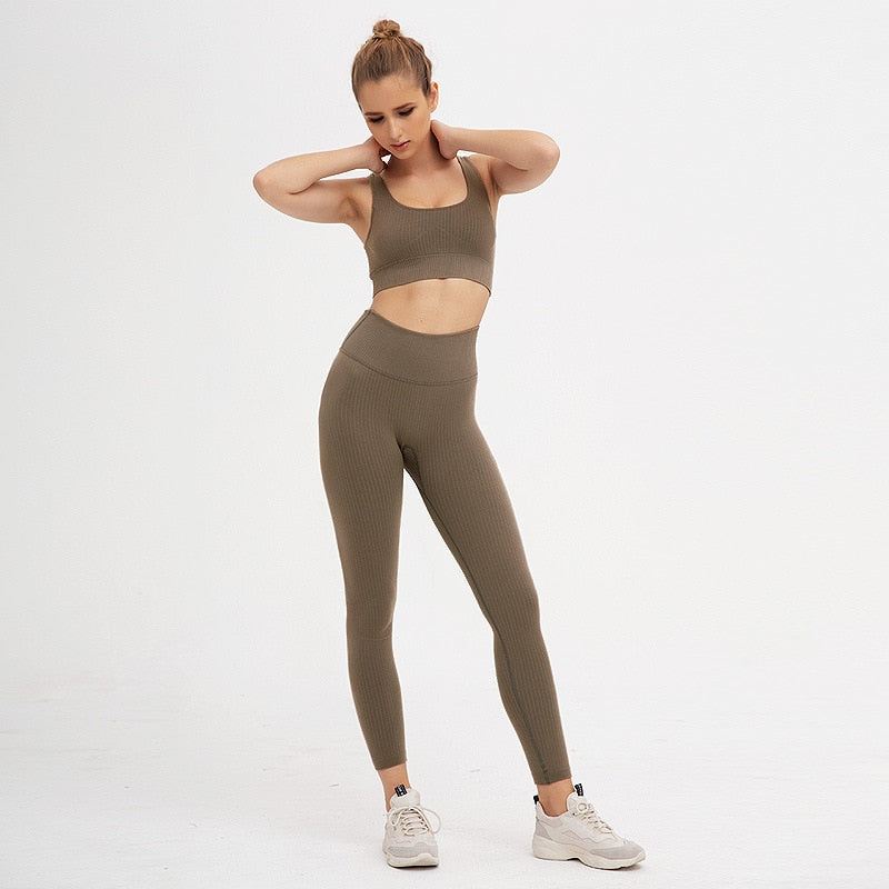 2 Pieces Seamless Fitness Yoga Suit Gym Push Up Clothes Workout Sport Set Padded Sports Bra High Waist Legging Sportswear The Clothing Company Sydney