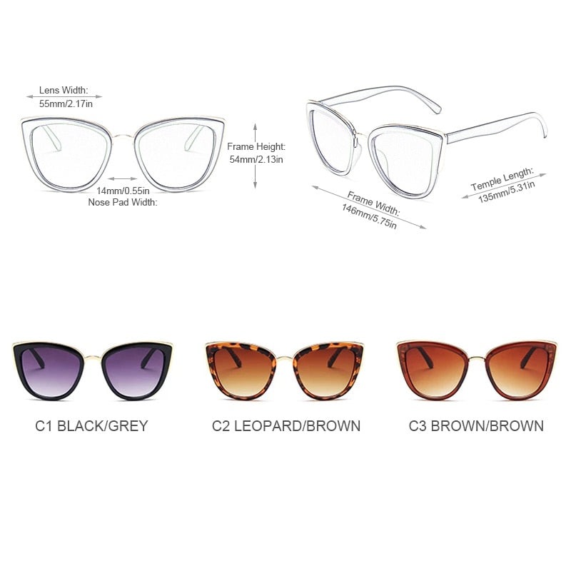 Cateye Women Sunglasses Vintage Anti-glare Sun Glasses Female Fashion Leopard Shades UV400 The Clothing Company Sydney