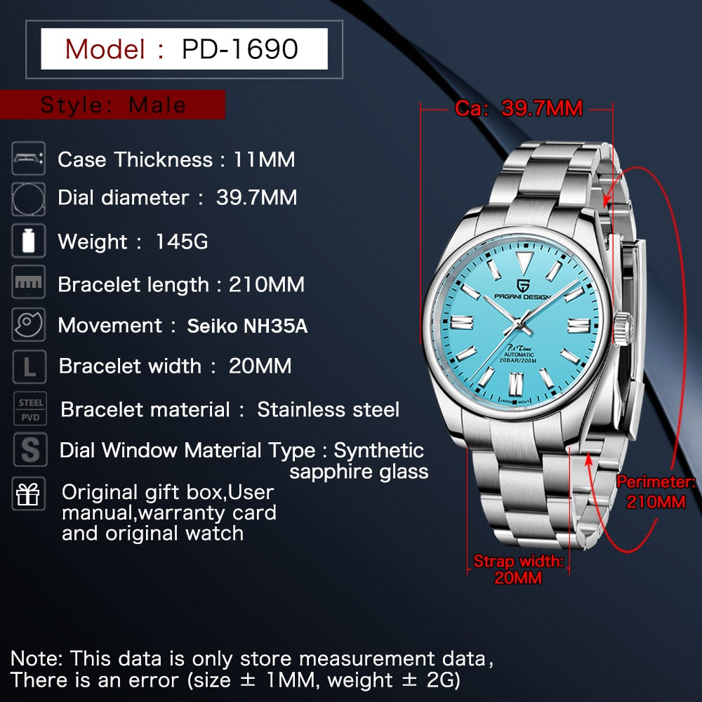 Pagani Design Automatic Men's Watch Stainless Steel Simple Mechanical Wriswatch Japanese Sports Luxury Sapphire Watch The Clothing Company Sydney