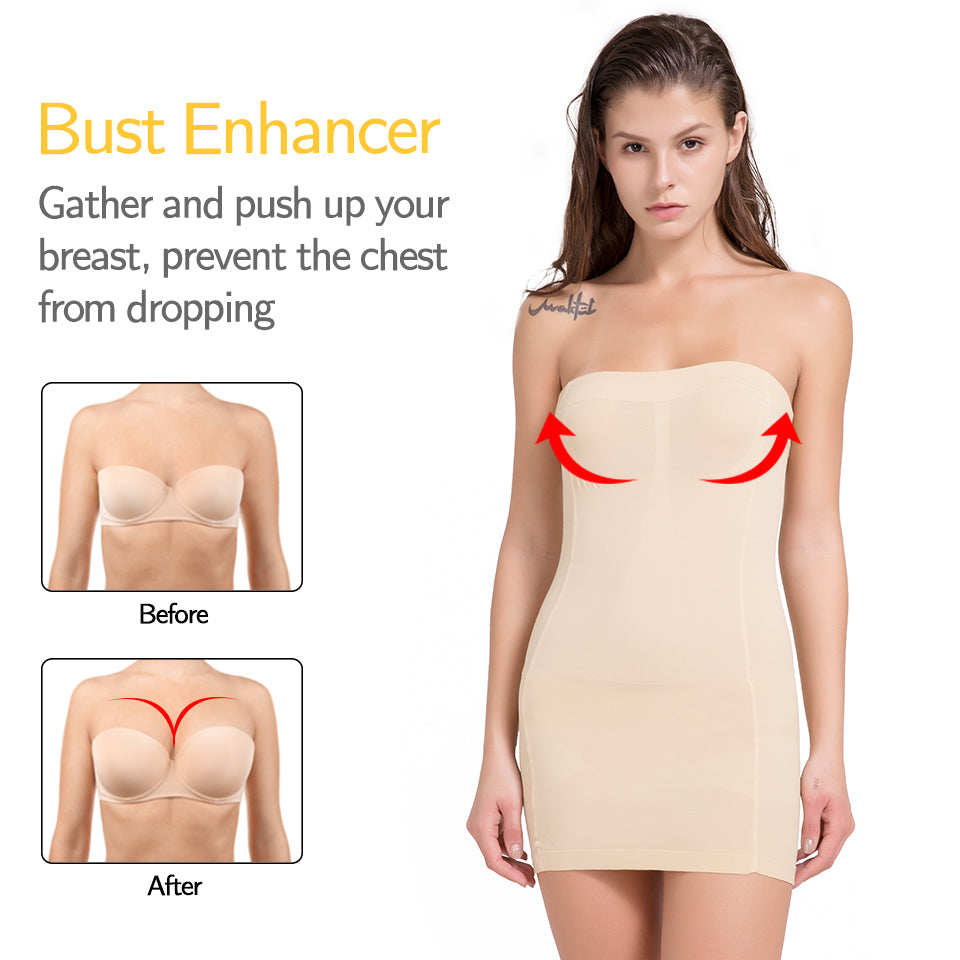 Women Shapewear Strapless Full Slips for Under Dress Tummy Control Slips Skirts Full Body Shaper Seamless Underwear Shaper The Clothing Company Sydney