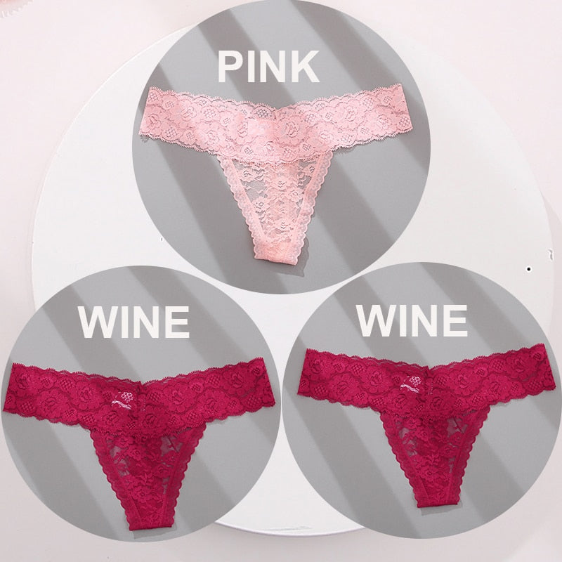 3 pack G-string Thong Panties Lace Floral Underwear Transparent Underpants Lingerie Briefs The Clothing Company Sydney