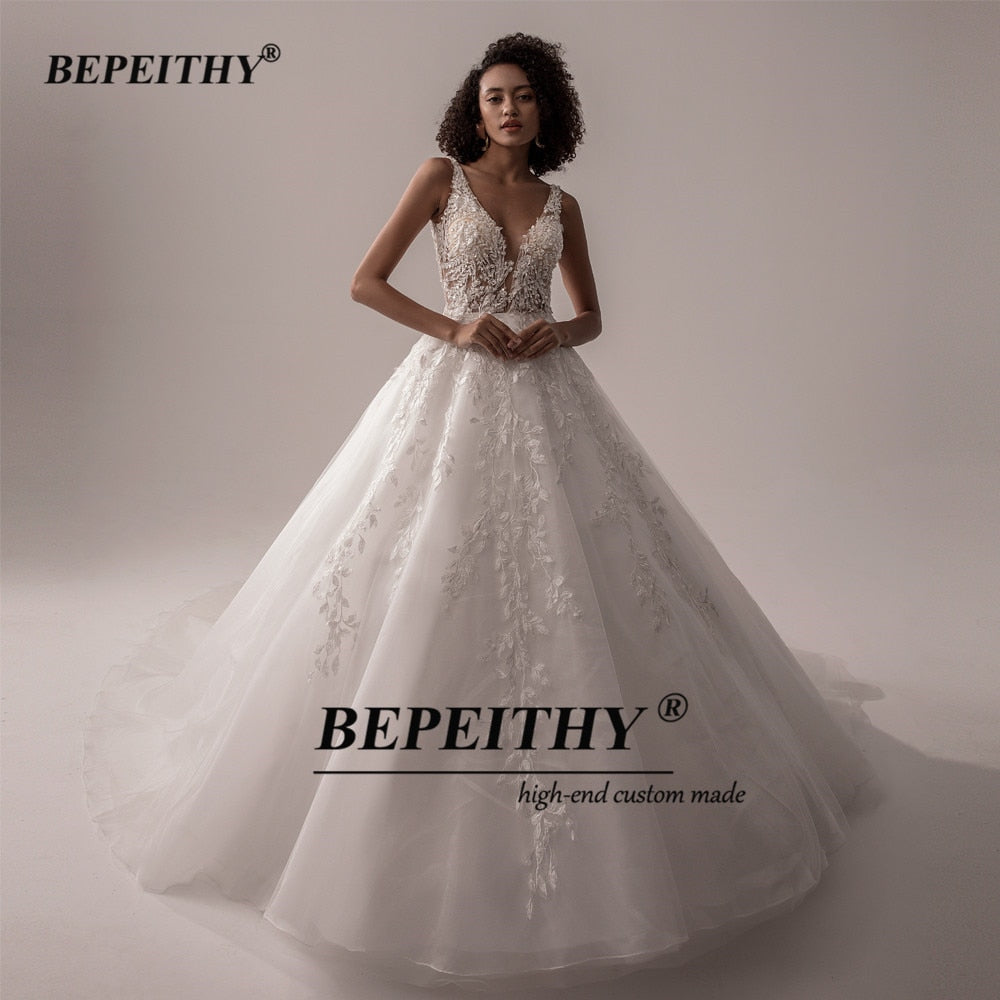 V Neck Sleeveless Wedding Dresses A Line Ivory Lace Romantic Bride Boho Bridal Gown The Clothing Company Sydney