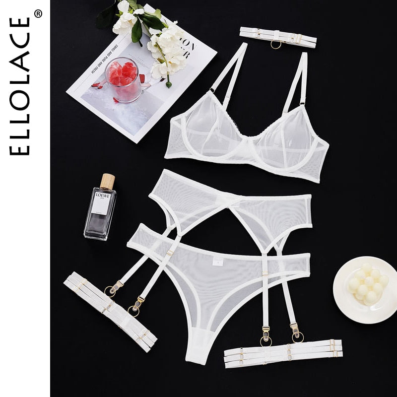 4 Piece Lingerie Underwear Bra Garters Brief Sets Transparent Lace Seamless Panties Set The Clothing Company Sydney