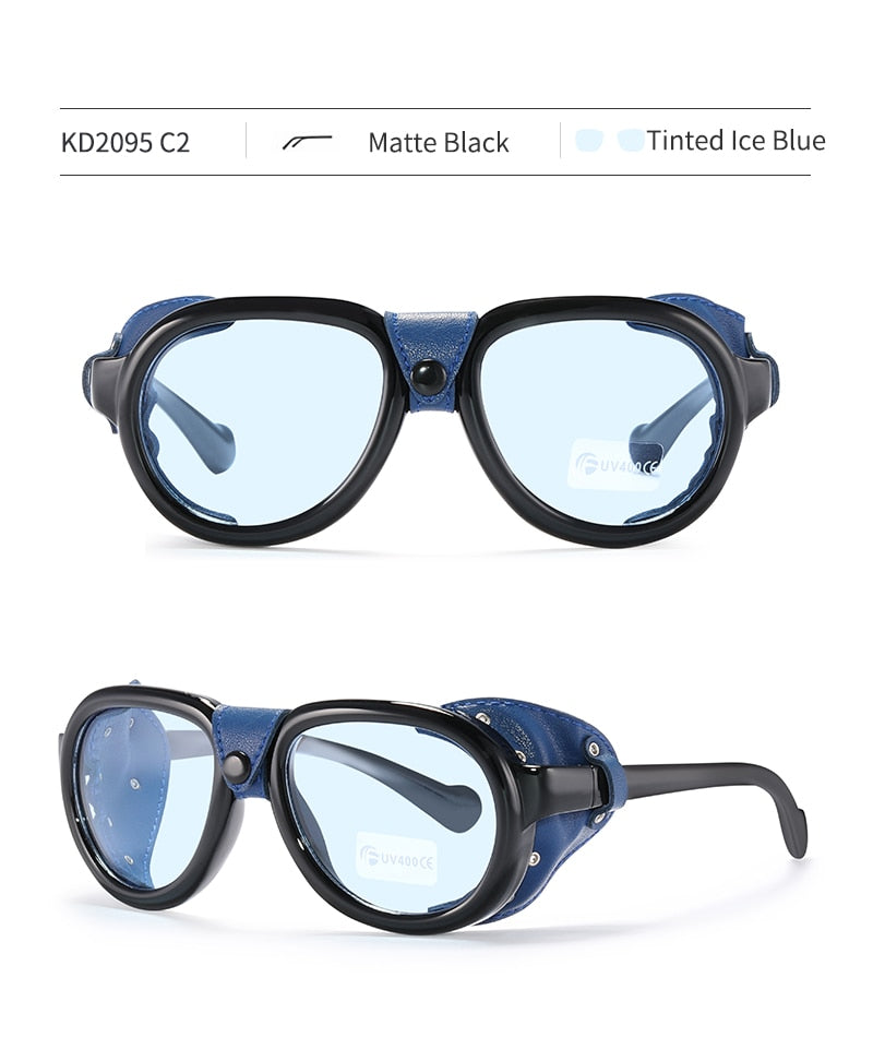 Luxury Steampunk Pilot Sunglasses Men and Women Shield Glasses UV400 Protection The Clothing Company Sydney