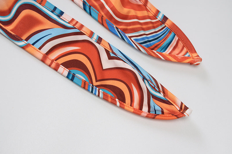 2 Piece Print Halter Cut Out Crop Top Dress Sets Fashion Outfit Summer Top and Skirts Matching Set Club Party Dress The Clothing Company Sydney