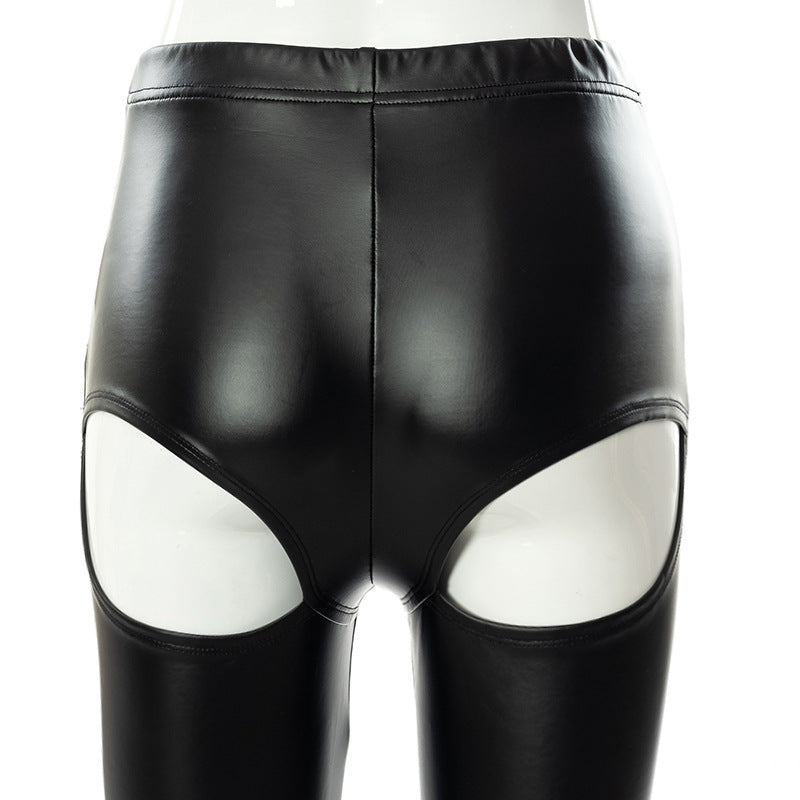 Ladies PU Leather Cut Out Pencil Pants Skinny Trousers Streetwear Bottom Punk Pants Split Fashion Party Pants The Clothing Company Sydney