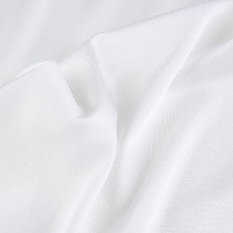 V Neck Lace Trim A-Line Satin White Dress Fashion Strap Mini Summer Dress Backless Party Dresses The Clothing Company Sydney