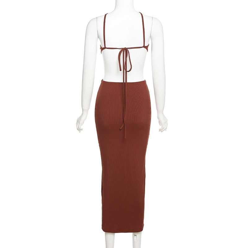 Summer Halter Maxi Dress Elegant Sexy Sleeveless Backless Club Party Cutout Bandage Dresses The Clothing Company Sydney