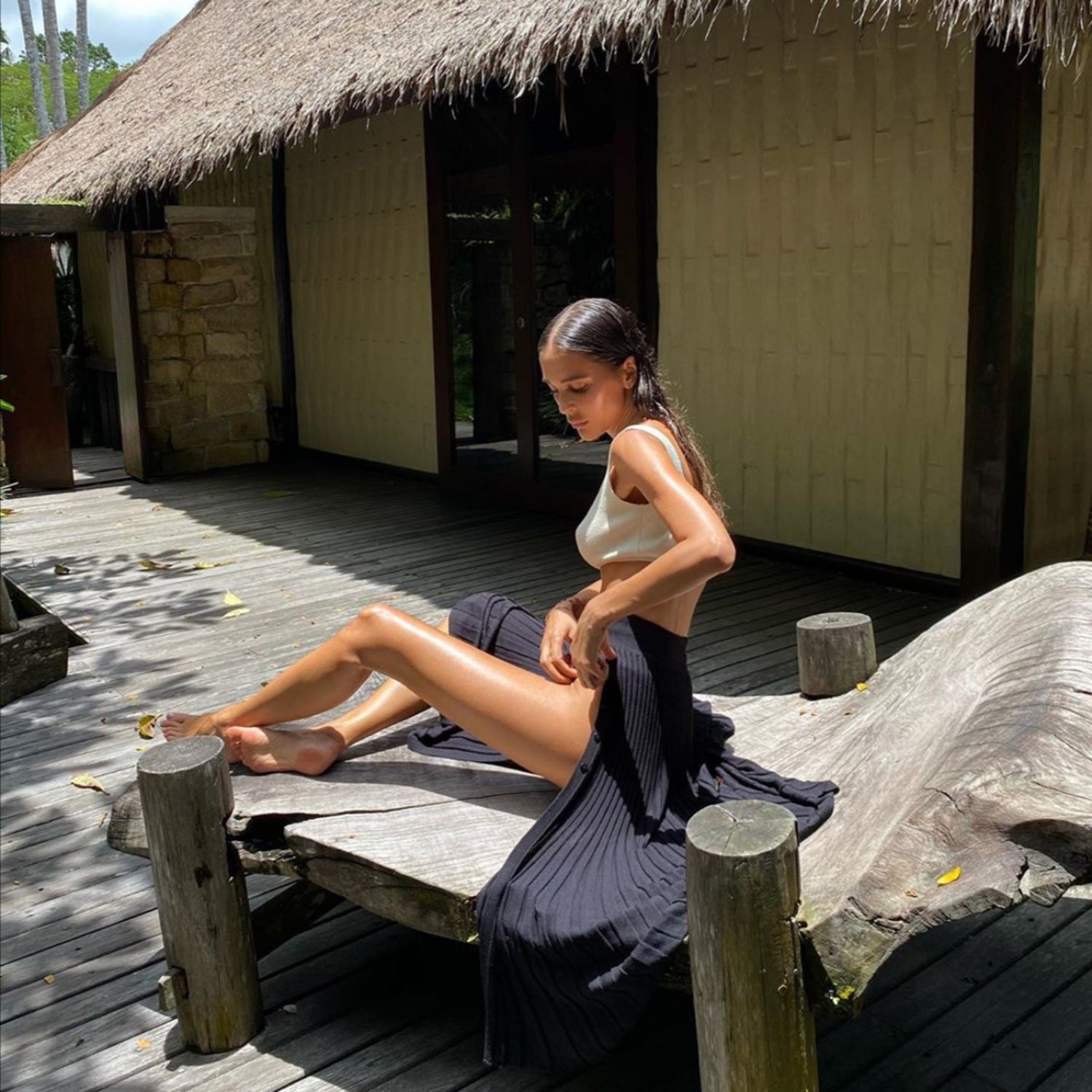 2 Piece Sweater Cropped Top Midi Skirt Matching Set Outfits Button Up Split Skirt Set The Clothing Company Sydney