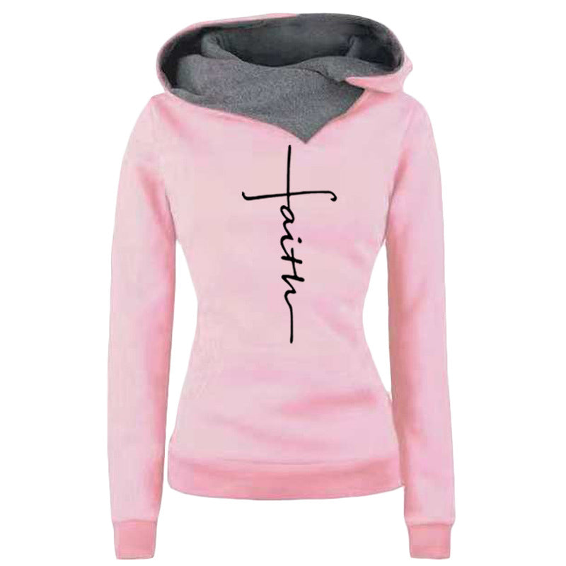 Autumn Winter Hoodies Sweatshirts Faith Embroidered Sweatshirt Long Sleeve Pullovers Casual Warm Hooded Top The Clothing Company Sydney