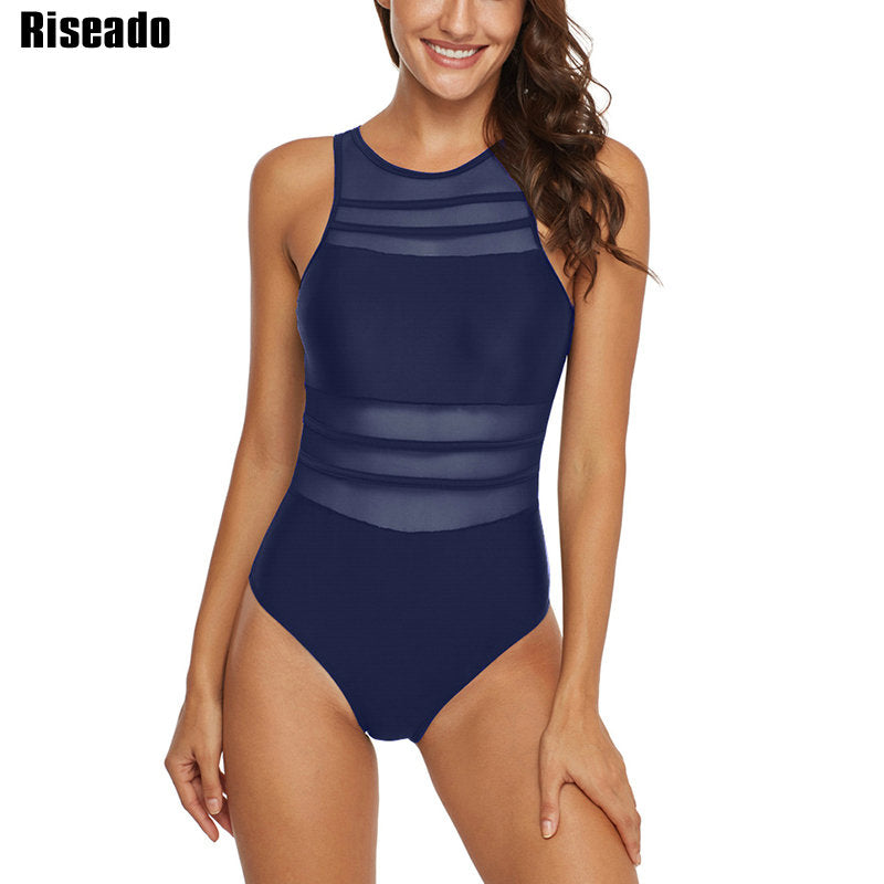 Black Mesh One Piece Swimsuit Swimwear High Neck Bathing Suit Women Backless Bodysuits Plus Size Clothing Company Sydney